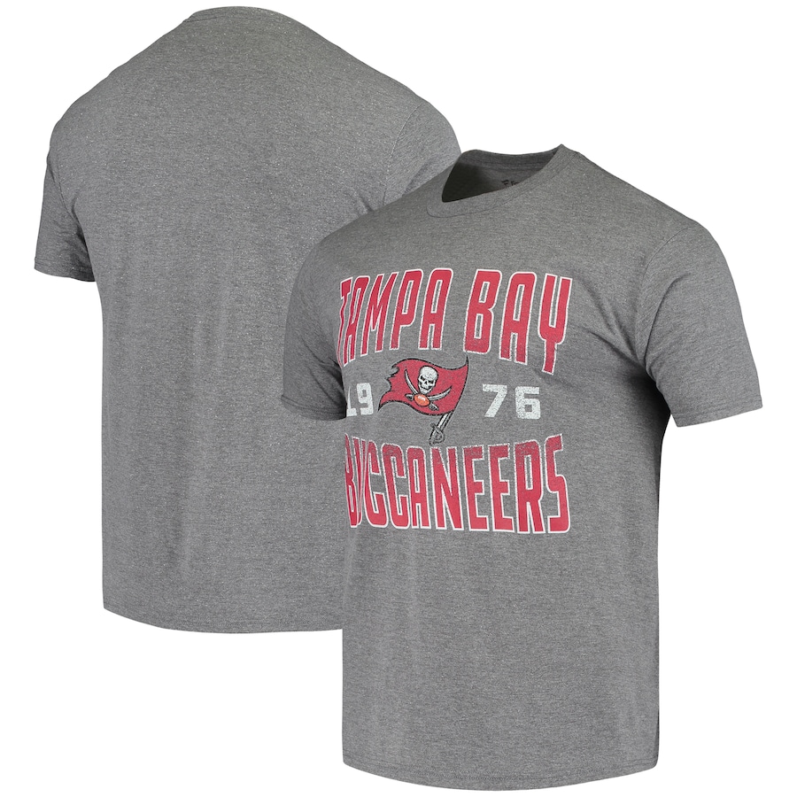 Tampa Bay Buccaneers Heathered Gray Antique Stack Throwback Tri-Blend T-Shirt - Man