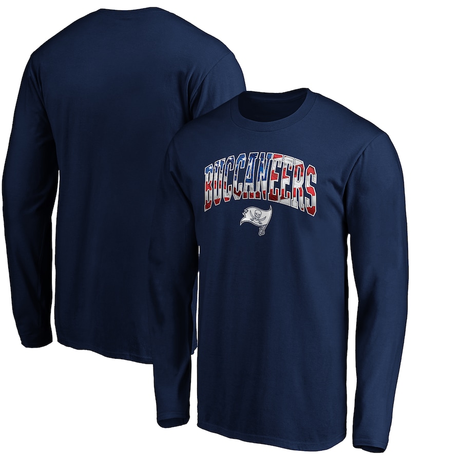 Tampa Bay Buccaneers Navy Banner Wave Long Sleeve T-Shirt - Man Tampa Bay Buccaneers Navy Banner Wave Long Sleeve T-Shirt - Man