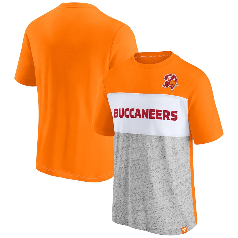 Tampa Bay Buccaneers Orange/Heathered Gray Throwback Colorblock T-Shirt - Man