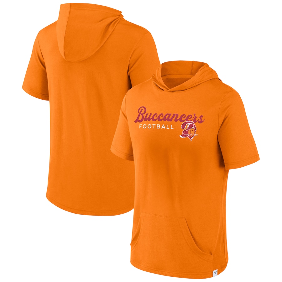 Tampa Bay Buccaneers Orange Offensive Strategy Short Sleeve Pullover Hoodie - Man