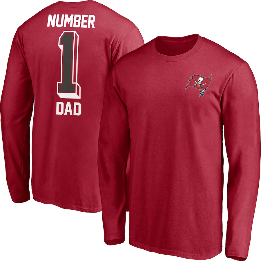 Tampa Bay Buccaneers Red #1 Dad Long Sleeve T-Shirt - Man Tampa Bay Buccaneers Red #1 Dad Long Sleeve T-Shirt - Man