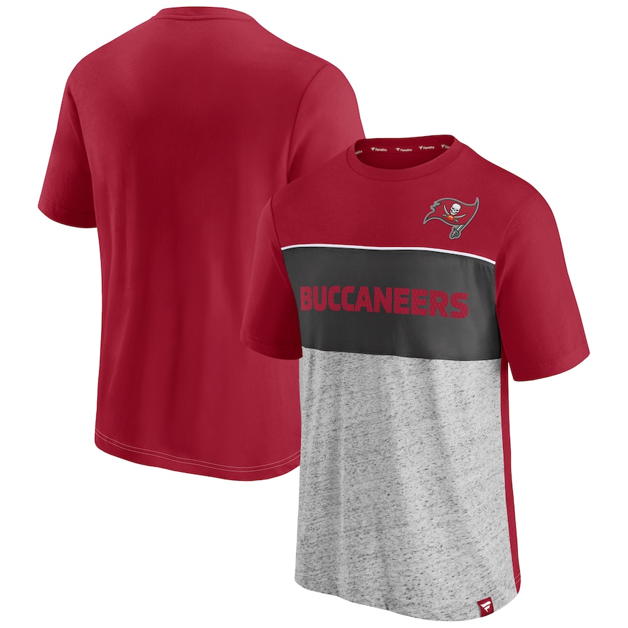 Tampa Bay Buccaneers Red/Heathered Gray Colorblock T-Shirt - Man Tampa Bay Buccaneers Red/Heathered Gray Colorblock T-Shirt - Man