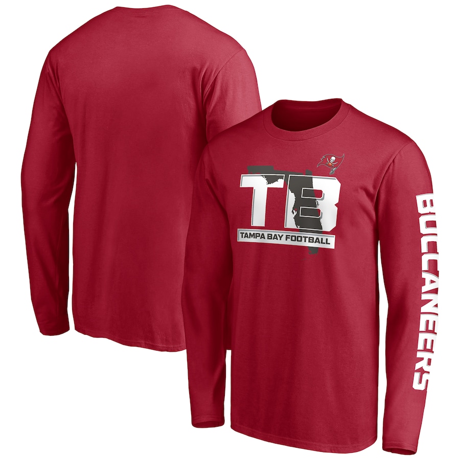 Tampa Bay Buccaneers Red Hometown Collection Facemask Long Sleeve T-Shirt - Man Tampa Bay Buccaneers Red Hometown Collection Facemask Long Sleeve T-Shirt - Man
