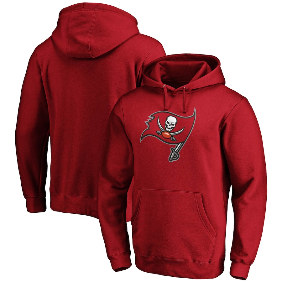 Tampa Bay Buccaneers Red Primary Logo Fitted Pullover Hoodie - Man Tampa Bay Buccaneers Red Primary Logo Fitted Pullover Hoodie - Man