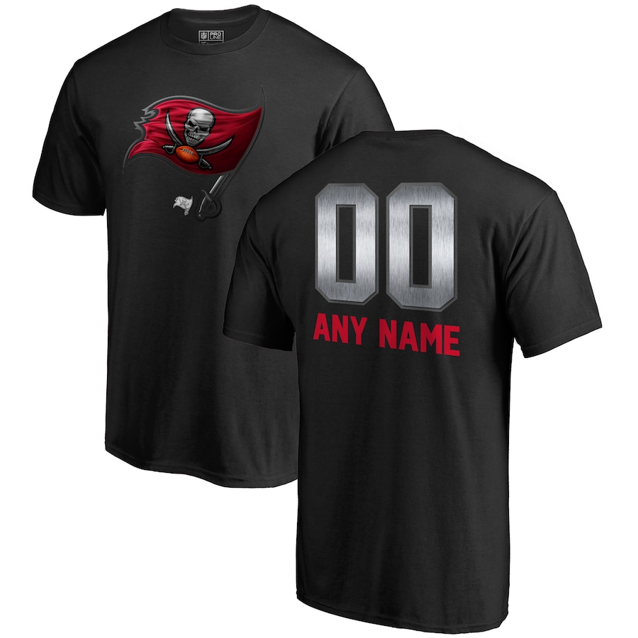 Tampa Bay Buccaneers NFL Pro Line by Black Personalized Midnight Mascot T-Shirt - Man Tampa Bay Buccaneers NFL Pro Line by Black Personalized Midnight Mascot T-Shirt - Man