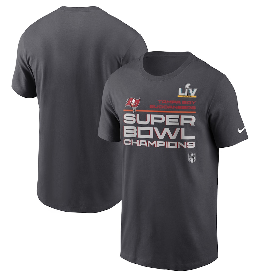 Tampa Bay Buccaneers Football Anthracite Super Bowl LV Champions Locker Room Trophy Collection T-Shirt - Man