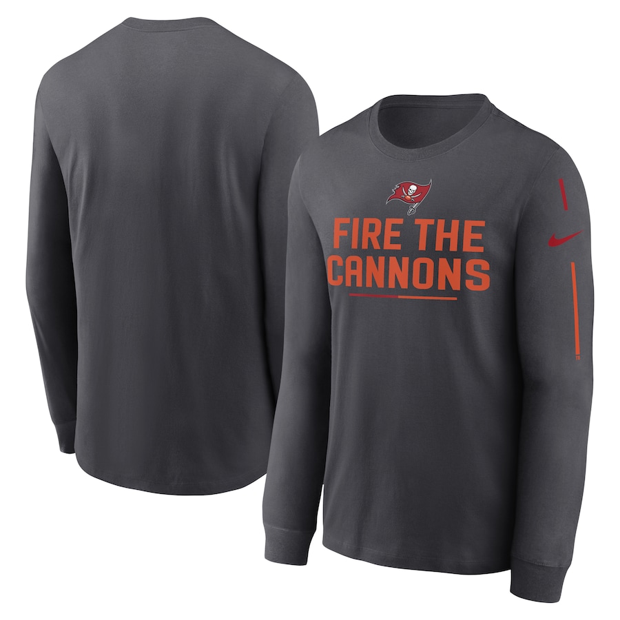 Tampa Bay Buccaneers Football Anthracite Team Slogan Long Sleeve T-Shirt - Man Tampa Bay Buccaneers Football Anthracite Team Slogan Long Sleeve T-Shirt - Man