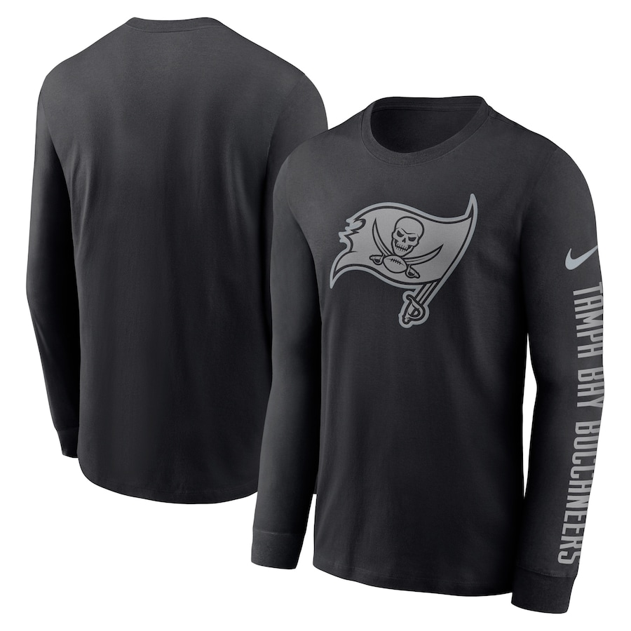 Tampa Bay Buccaneers Football Black RFLCTV Name and Logo T-Shirt - Man Tampa Bay Buccaneers Football Black RFLCTV Name and Logo T-Shirt - Man