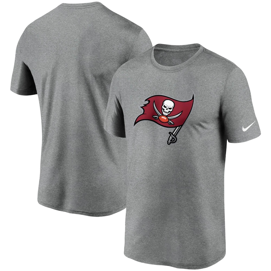 Tampa Bay Buccaneers Football Heathered Pewter Logo Essential Legend Performance T-Shirt - Man Tampa Bay Buccaneers Football Heathered Pewter Logo Essential Legend Performance T-Shirt - Man