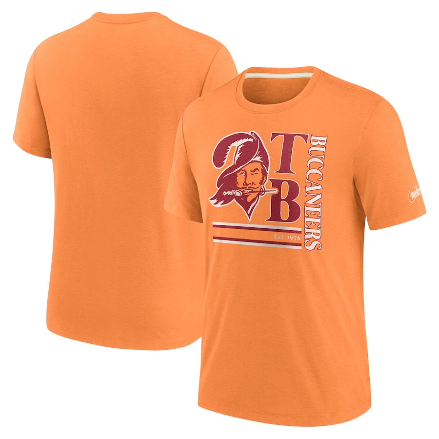 Tampa Bay Buccaneers Football Orange Wordmark Logo Tri-Blend T-Shirt - Man Tampa Bay Buccaneers Football Orange Wordmark Logo Tri-Blend T-Shirt - Man