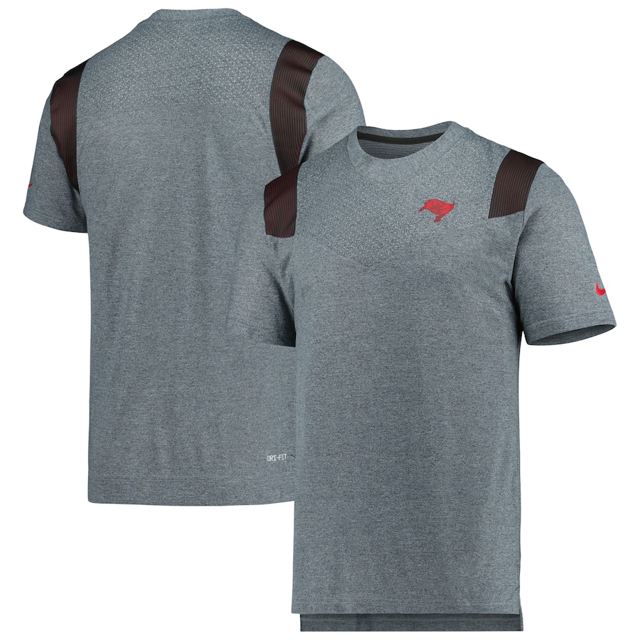 Tampa Bay Buccaneers Football Pewter Sideline Tonal Logo Performance Player T-Shirt - Man Tampa Bay Buccaneers Football Pewter Sideline Tonal Logo Performance Player T-Shirt - Man