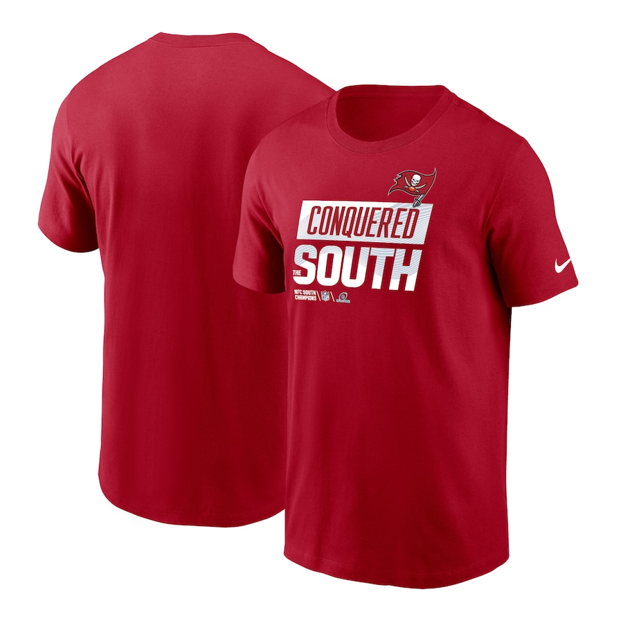 Tampa Bay Buccaneers Football Red 2022 NFC South Division Champions Locker Room Trophy Collection T-Shirt - Man Tampa Bay Buccaneers Football Red 2022 NFC South Division Champions Locker Room Trophy Collection T-Shirt - Man
