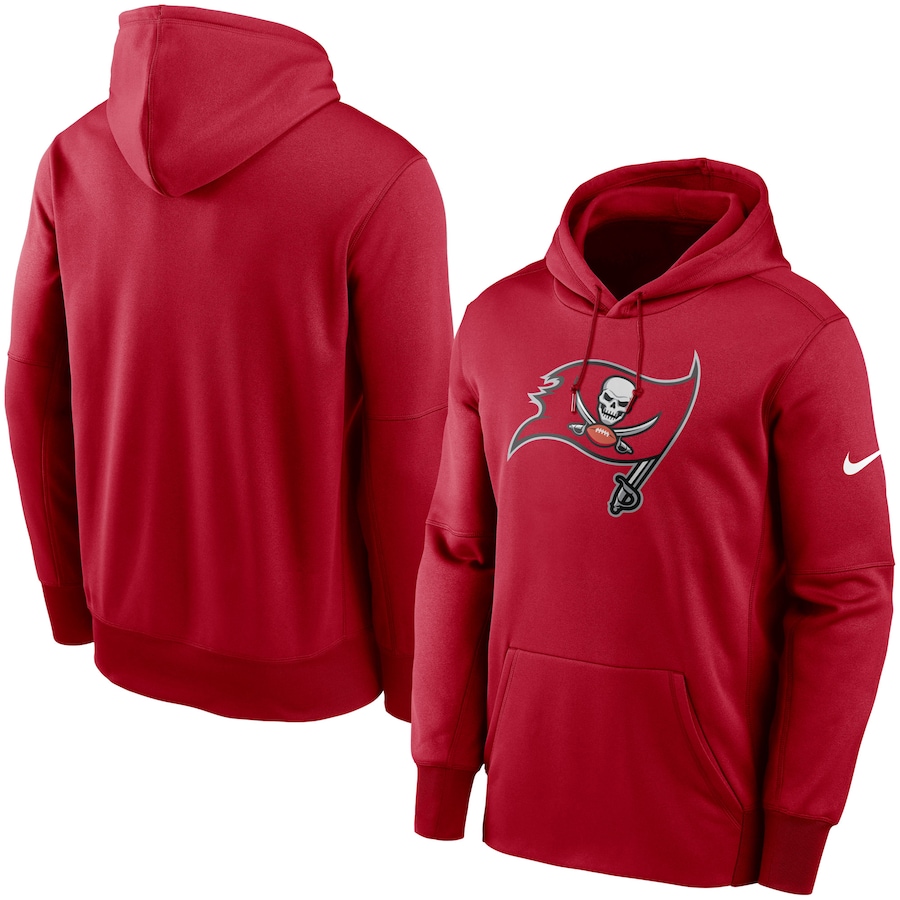 Tampa Bay Buccaneers Football Red Fan Gear Primary Logo Therma Performance Pullover Hoodie - Man