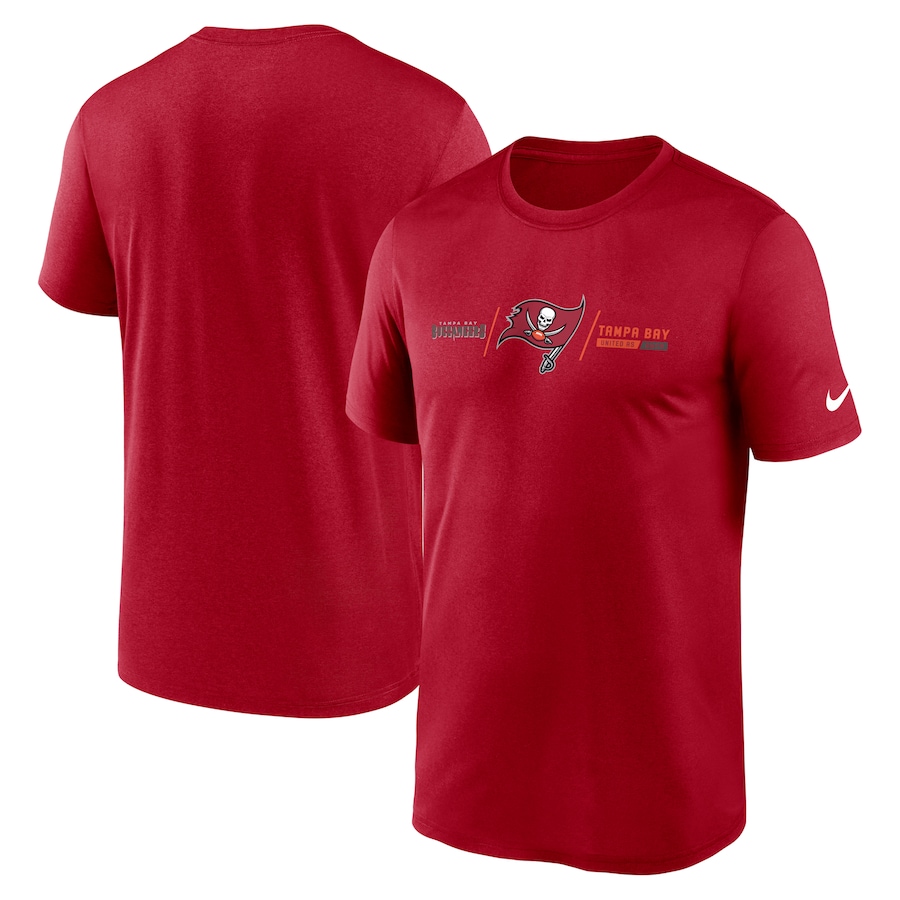 Tampa Bay Buccaneers Football Red Horizontal Lockup Legend Performance T-Shirt - Man
