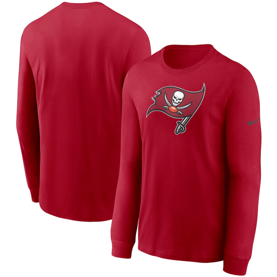 Tampa Bay Buccaneers Football Red Primary Logo Long Sleeve T-Shirt - Man Tampa Bay Buccaneers Football Red Primary Logo Long Sleeve T-Shirt - Man