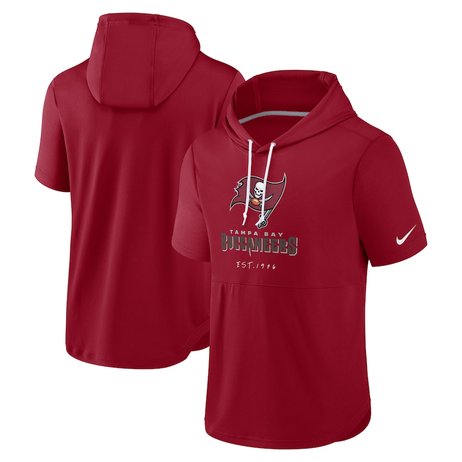 Tampa Bay Buccaneers Football Red Short Sleeve Pullover Hoodie - Man Tampa Bay Buccaneers Football Red Short Sleeve Pullover Hoodie - Man