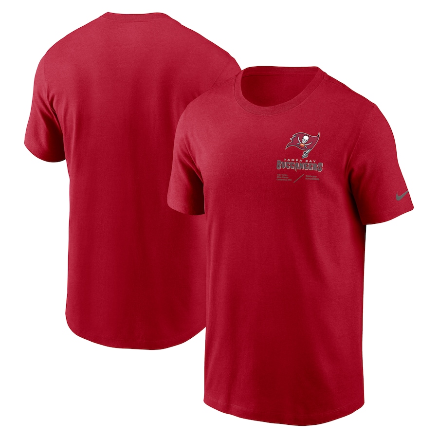 Tampa Bay Buccaneers Football Red Sideline Infograph Lockup Performance T-Shirt - Man Tampa Bay Buccaneers Football Red Sideline Infograph Lockup Performance T-Shirt - Man