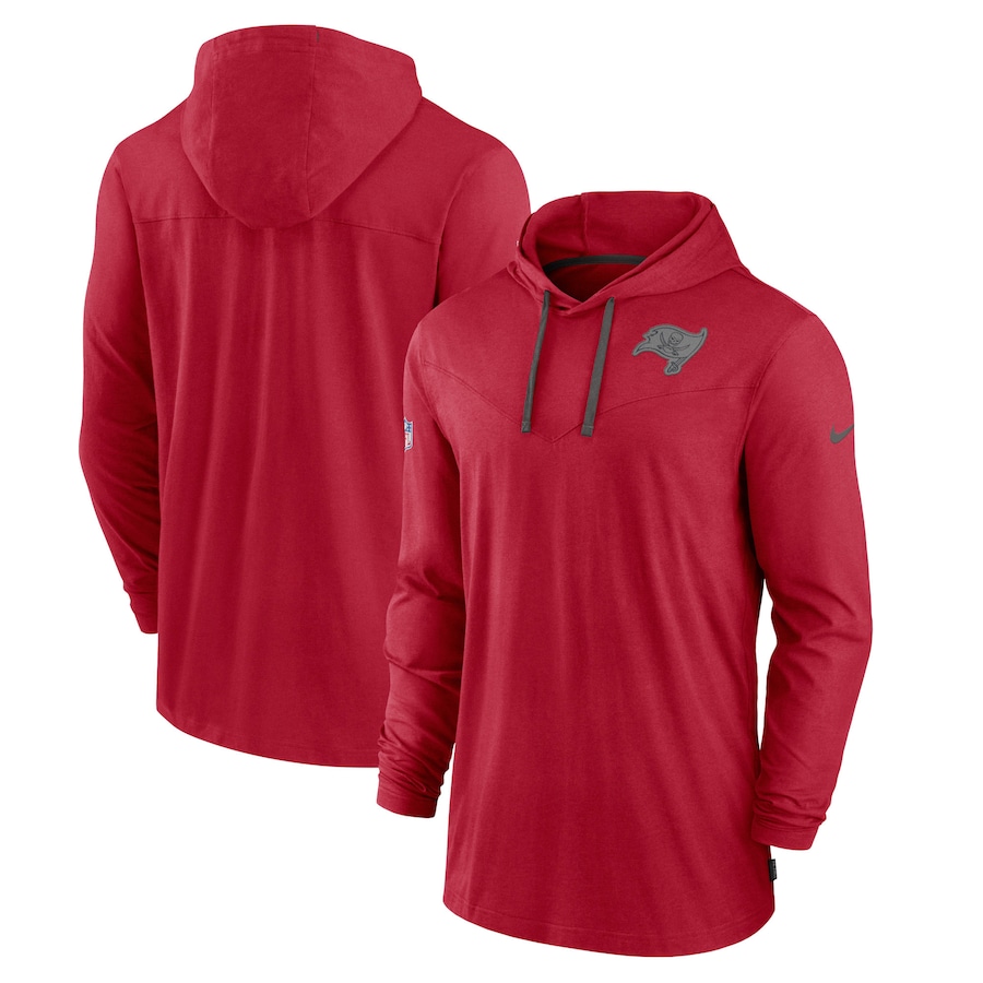 Tampa Bay Buccaneers Football Red Sideline Pop Performance Pullover Long Sleeve Hoodie T-Shirt - Man