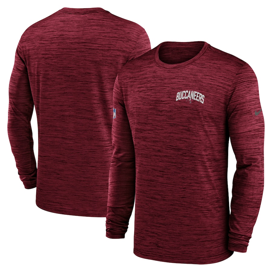 Tampa Bay Buccaneers Football Red Sideline Velocity Athletic Stack Performance Long Sleeve T-Shirt - Man Tampa Bay Buccaneers Football Red Sideline Velocity Athletic Stack Performance Long Sleeve T-Shirt - Man