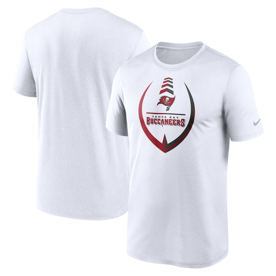 Tampa Bay Buccaneers Football White Icon Legend Performance T-Shirt - Man