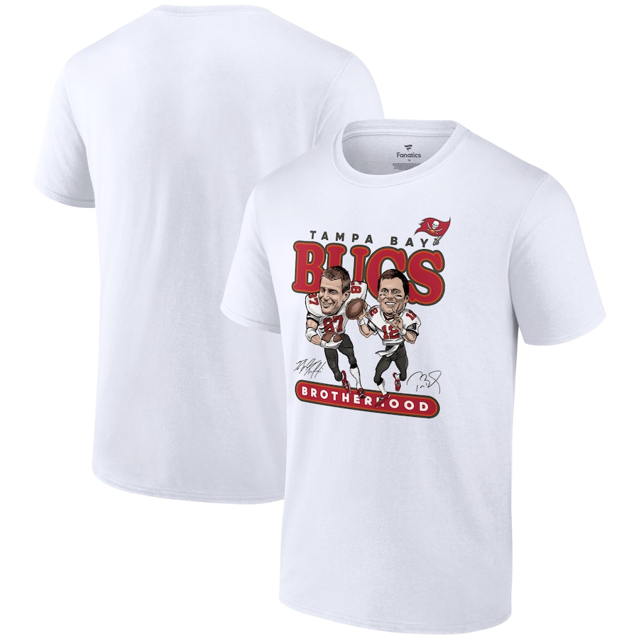 Tampa Bay Buccaneers Rob Gronkowski & Tom Brady White Duo T-Shirt - Man Tampa Bay Buccaneers Rob Gronkowski & Tom Brady White Duo T-Shirt - Man