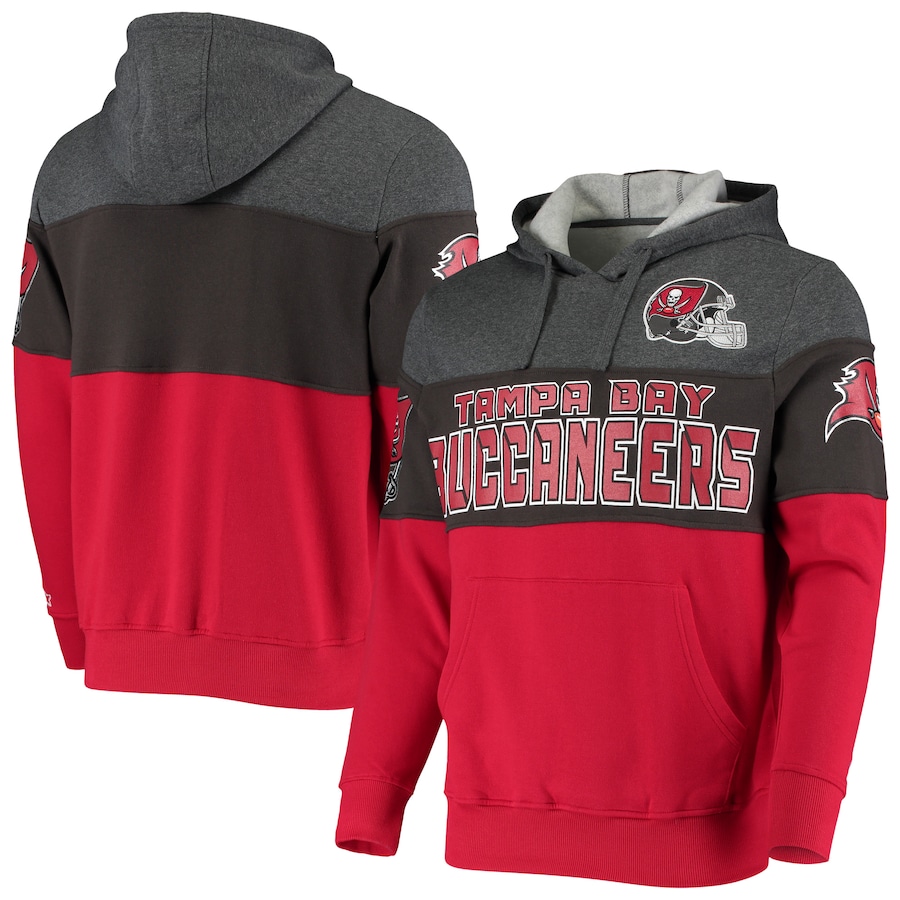 Tampa Bay Buccaneers Starter Heathered Pewter/Red Extreme Fireballer Pullover Hoodie - Man Tampa Bay Buccaneers Starter Heathered Pewter/Red Extreme Fireballer Pullover Hoodie - Man