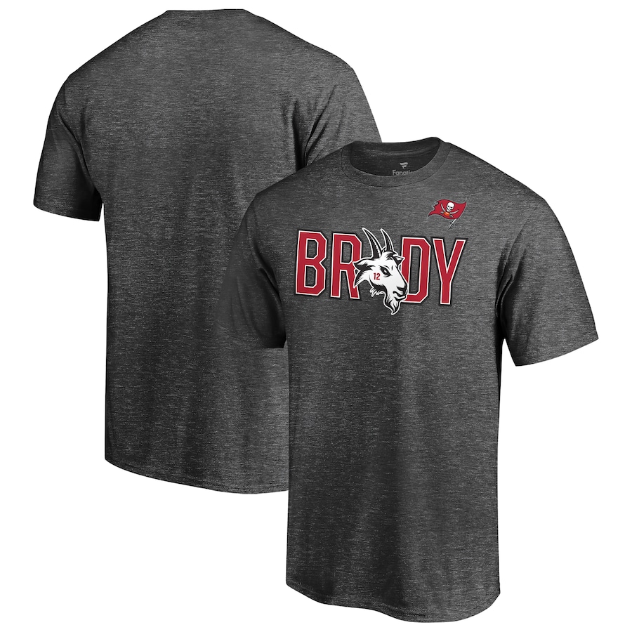 Tampa Bay Buccaneers Tom Brady Heathered Charcoal GOAT T-Shirt - Man