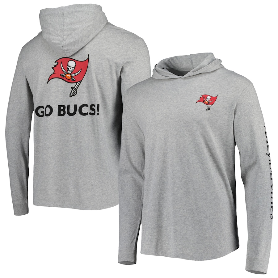 Tampa Bay Buccaneers Vineyard Vines Heathered Gray Local Long Sleeve Hoodie T-Shirt - Man