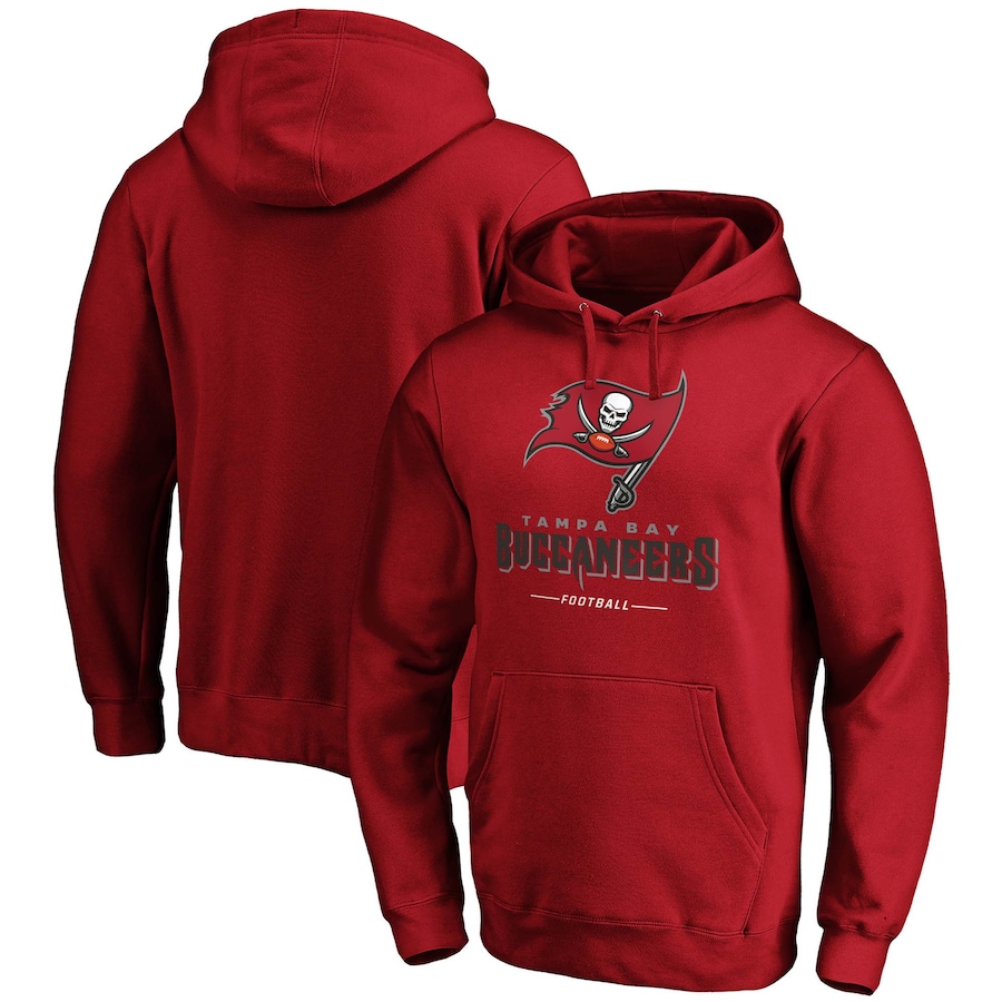 Tampa Bay Buccaneerss Red Logo Team Lockup Fitted Pullover Hoodie - Man