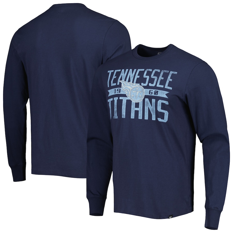 Tennessee Titans '47 Navy Brand Wide Out Franklin Long Sleeve T-Shirt - Man Tennessee Titans '47 Navy Brand Wide Out Franklin Long Sleeve T-Shirt - Man