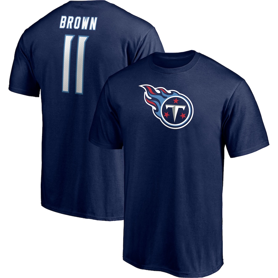 Tennessee Titans AJ Brown Navy Player Icon Name & Number T-Shirt - Man
