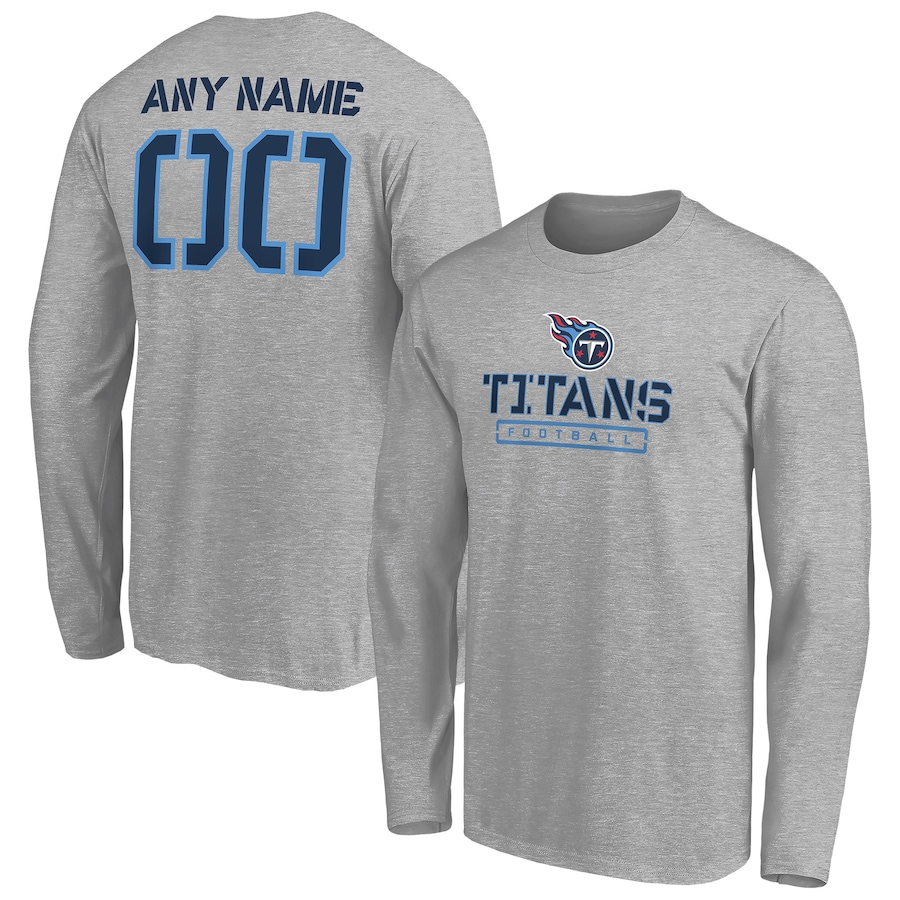 Tennessee Titans Gray Personalized Name & Number Evanston Stencil Long Sleeve T-Shirt - Man Tennessee Titans Gray Personalized Name & Number Evanston Stencil Long Sleeve T-Shirt - Man