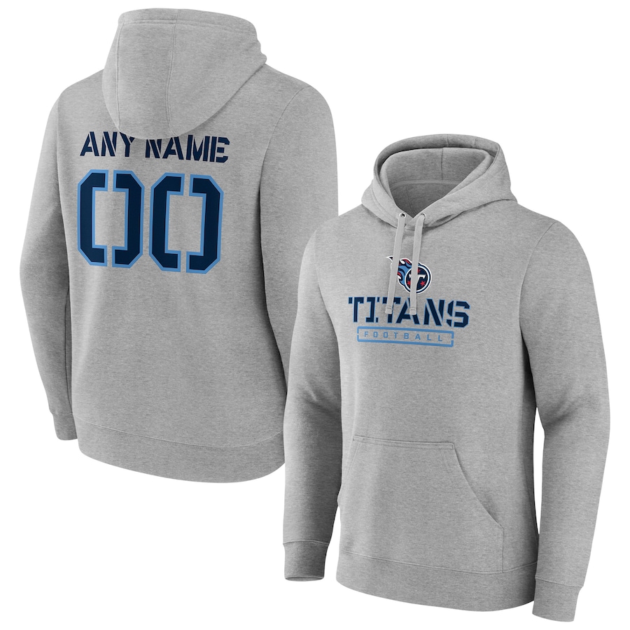 Tennessee Titans Gray Personalized Name & Number Evanston Stencil Pullover Hoodie - Man