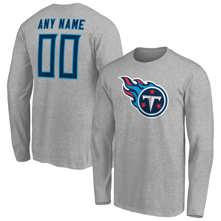 Tennessee Titans Gray Team Authentic Custom Long Sleeve T-Shirt - Man
