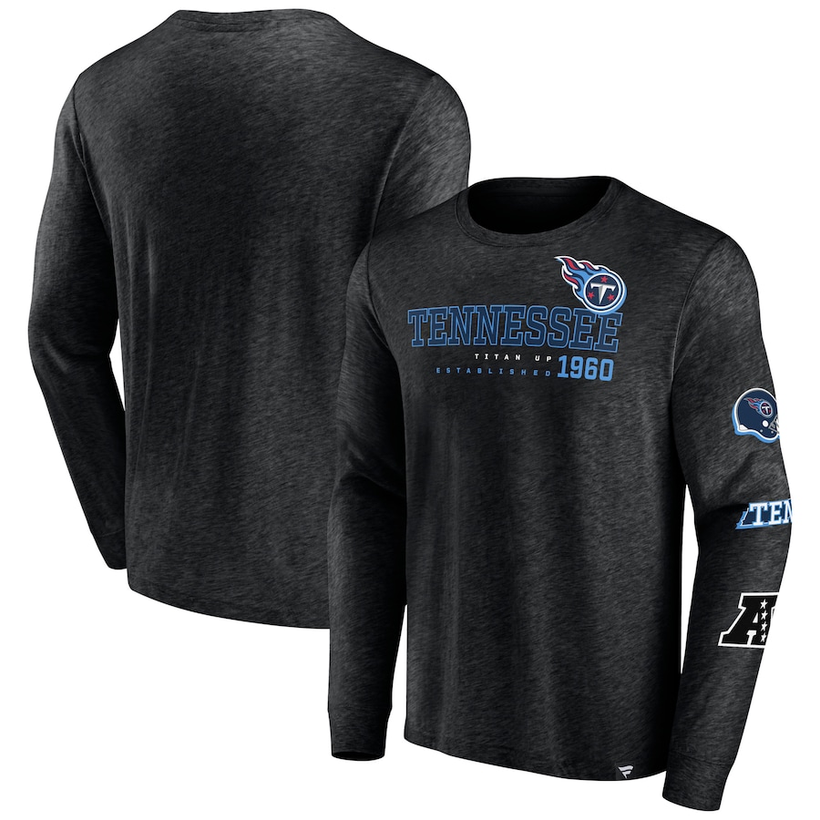 Tennessee Titans Heather Black High Whip Pitcher Long Sleeve T-Shirt - Man Tennessee Titans Heather Black High Whip Pitcher Long Sleeve T-Shirt - Man