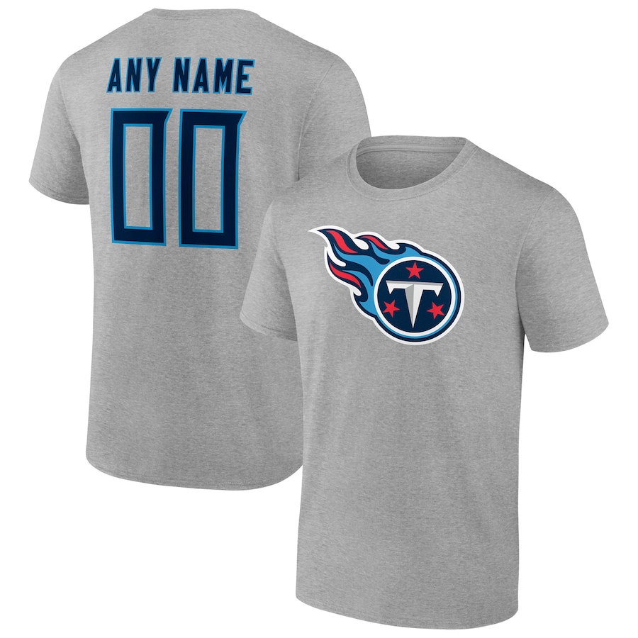 Tennessee Titans Heathered Gray Team Authentic Custom T-Shirt - Man