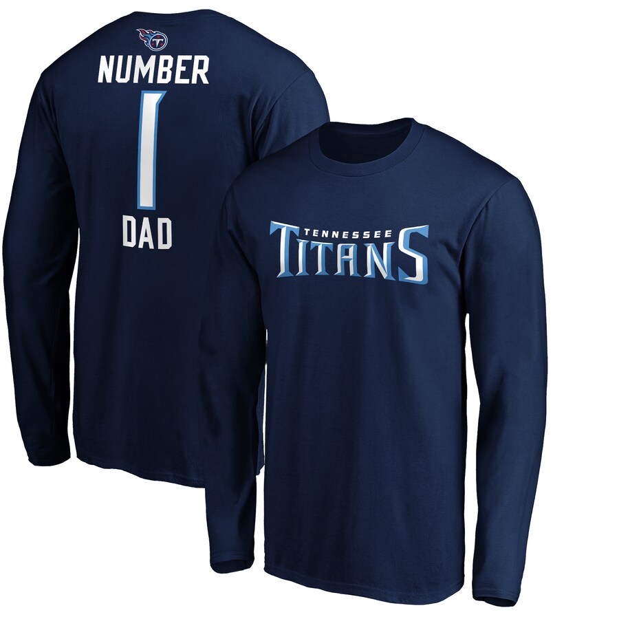 Tennessee Titans Navy #1 Dad Long Sleeve Team Logo T-Shirt - Man