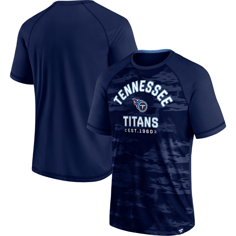Tennessee Titans Navy Hail Mary Raglan T-Shirt - Man Tennessee Titans Navy Hail Mary Raglan T-Shirt - Man