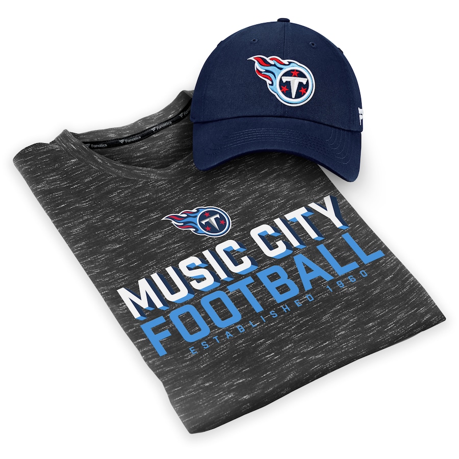 Tennessee Titans Navy/Heathered Black Team T-Shirt and Adjustable Hat Combo Set - Man
