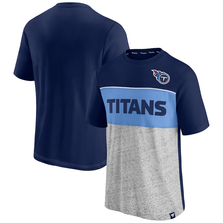 Tennessee Titans Navy/Heathered Gray Colorblock T-Shirt - Man Tennessee Titans Navy/Heathered Gray Colorblock T-Shirt - Man