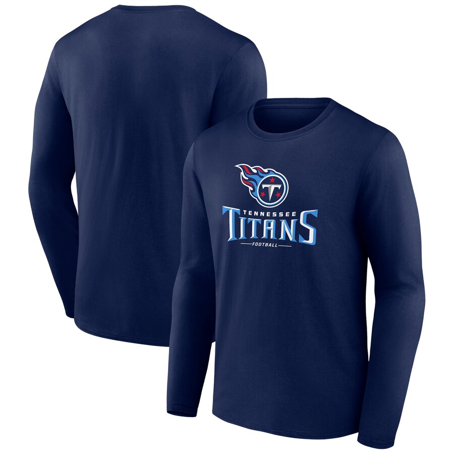Tennessee Titans Navy Logo Team Lockup Long Sleeve T-Shirt - Man