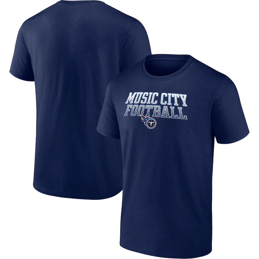 Tennessee Titans Navy Music City Football Heavy Hitter T-Shirt - Man