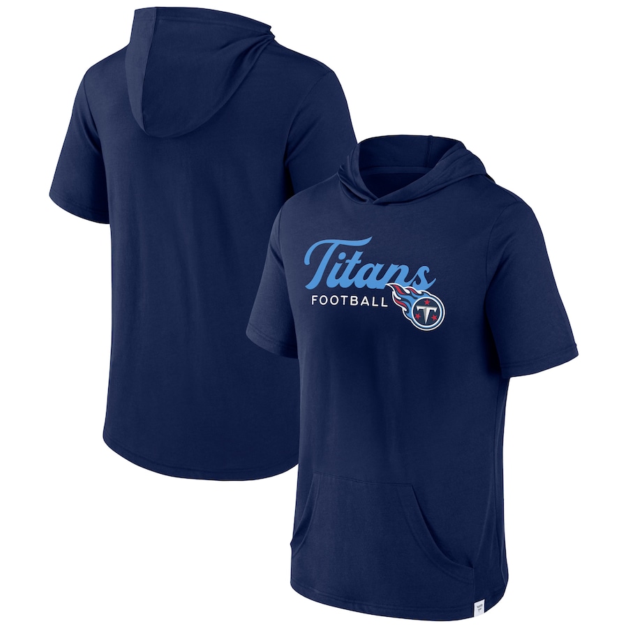 Tennessee Titans Navy Offensive Strategy Short Sleeve Pullover Hoodie - Man