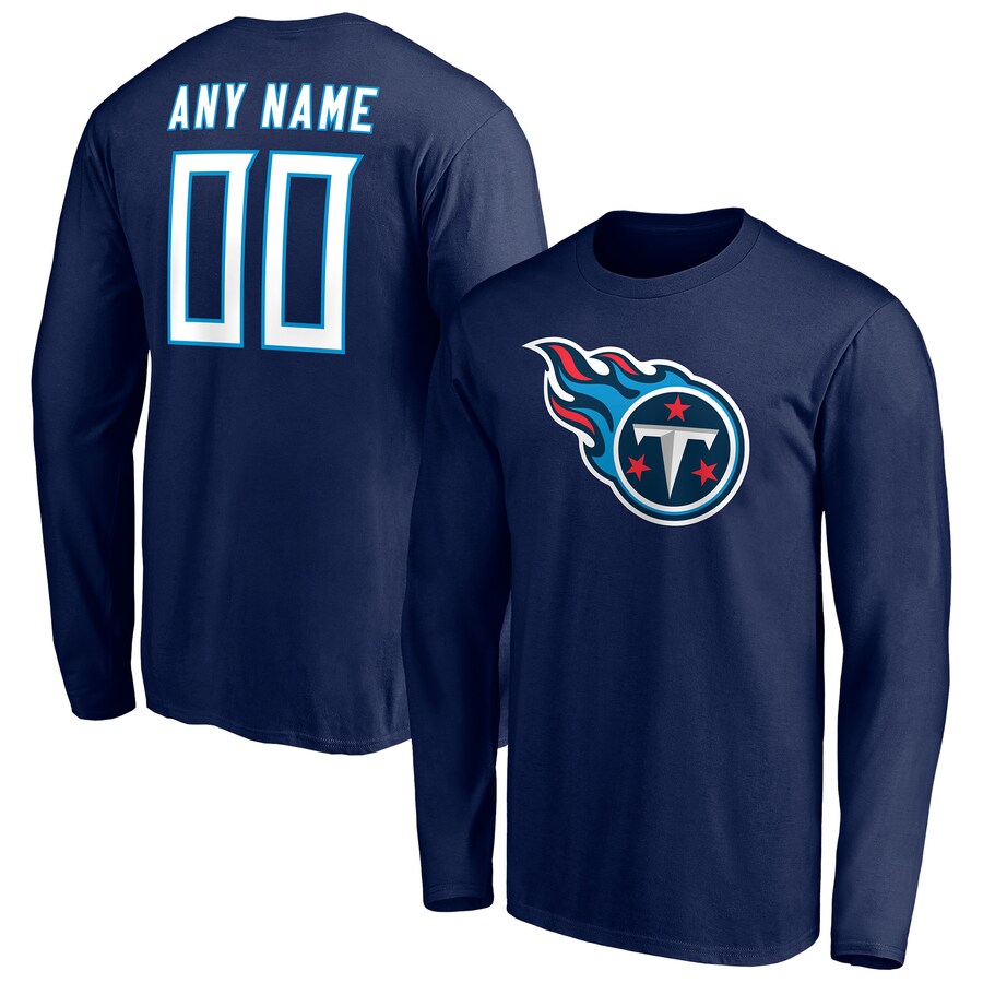 Tennessee Titans Navy Team Authentic Personalized Name & Number Long Sleeve T-Shirt - Man