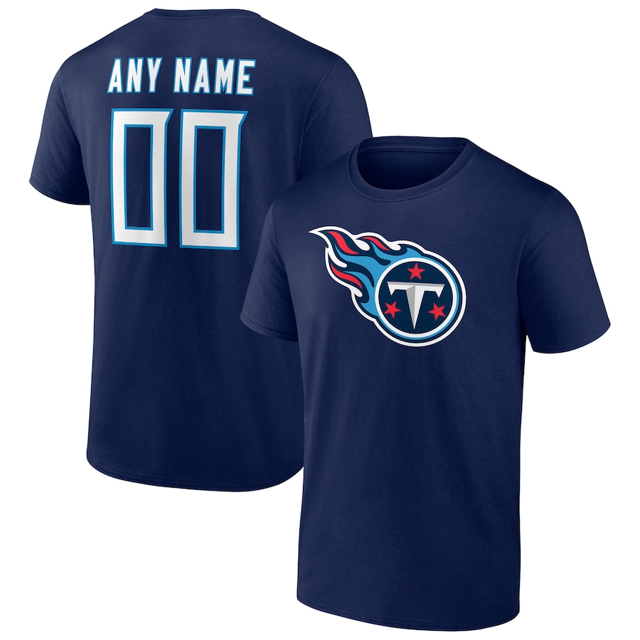 Tennessee Titans Navy Team Authentic Personalized Name & Number T-Shirt - Man