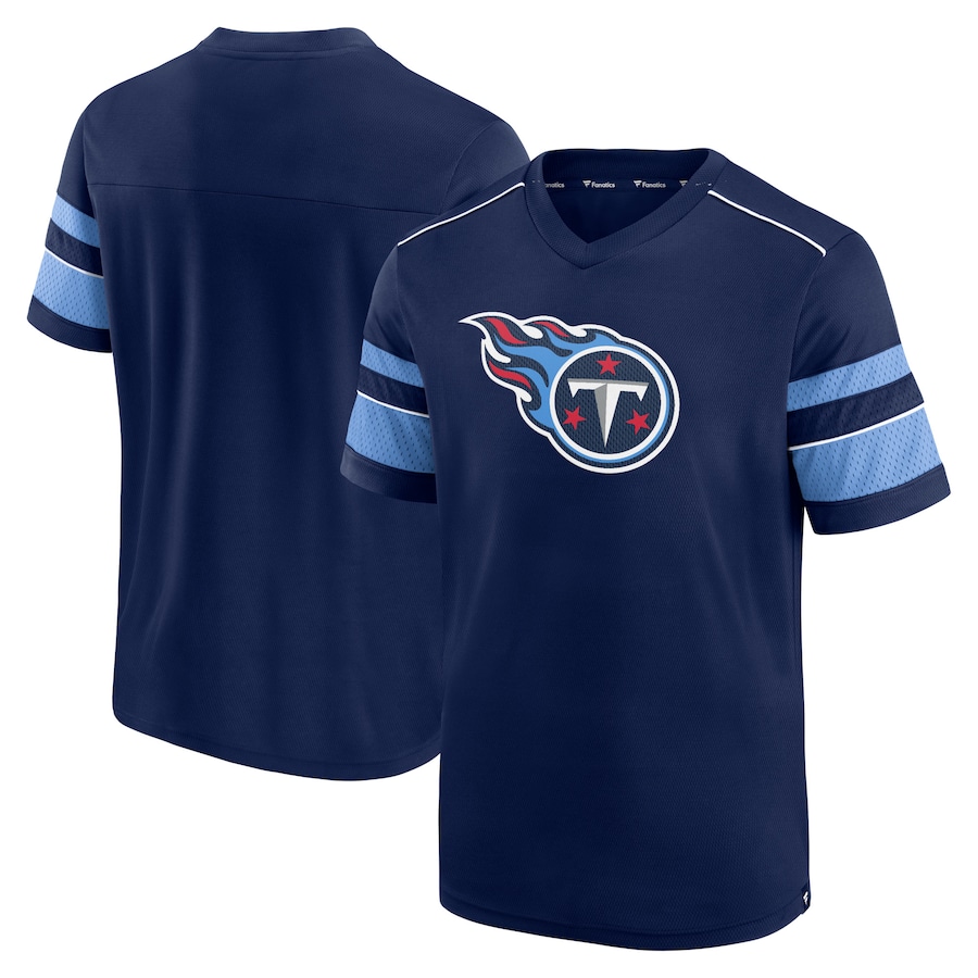 Tennessee Titans Navy Textured Hashmark V-Neck T-Shirt - Man Tennessee Titans Navy Textured Hashmark V-Neck T-Shirt - Man