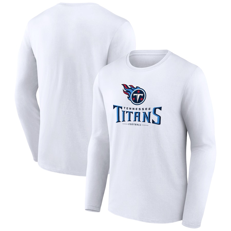 Tennessee Titans White Logo Team Lockup Long Sleeve T-Shirt - Man Tennessee Titans White Logo Team Lockup Long Sleeve T-Shirt - Man