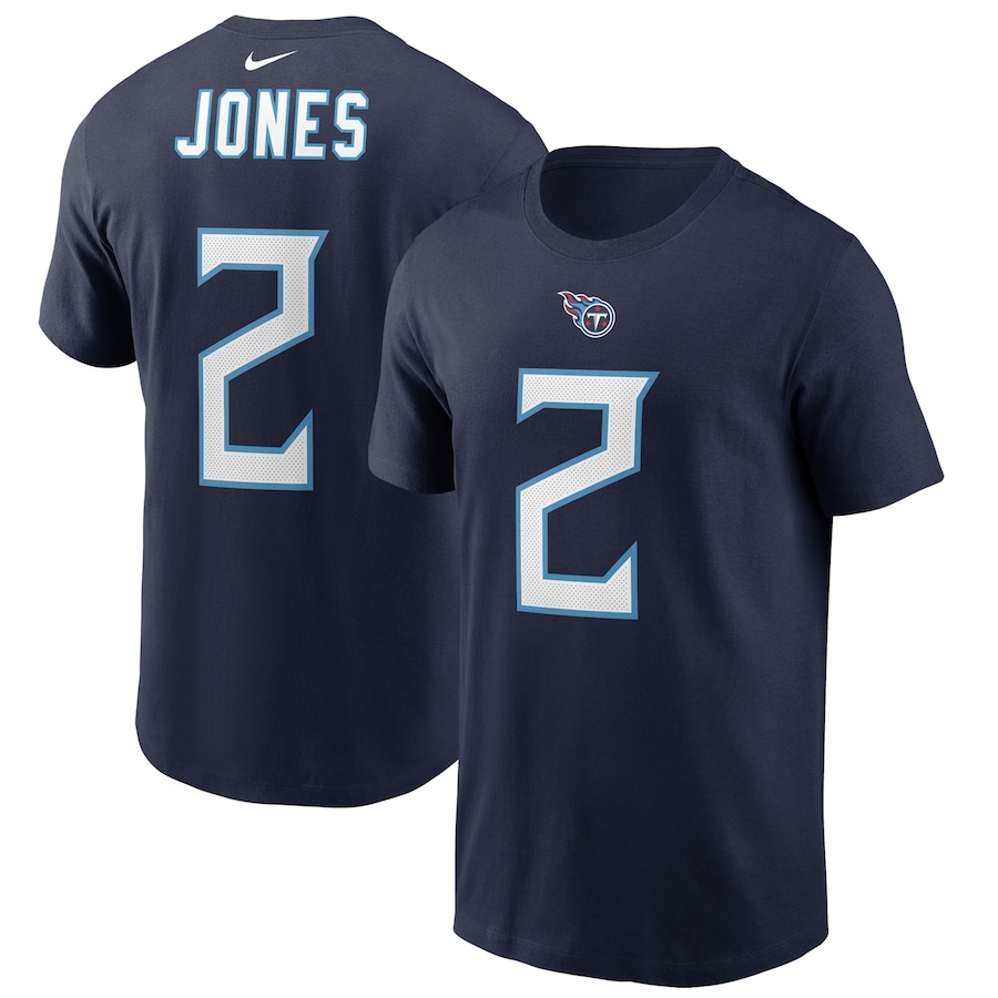 Tennessee Titans Julio Jones Football Navy Player Name & Number T-Shirt - Man
