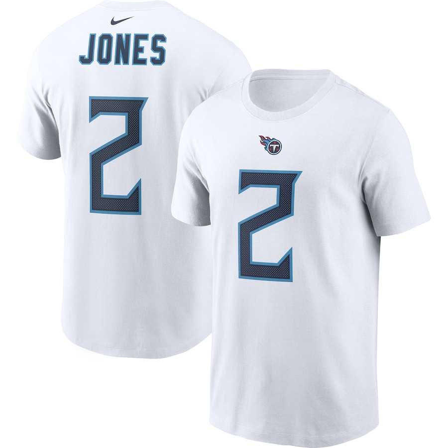 Tennessee Titans Julio Jones Football White Player Name & Number T-Shirt - Man