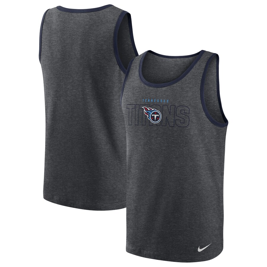 Tennessee Titans Football Heathered Charcoal Tri-Blend Tank Top - Man